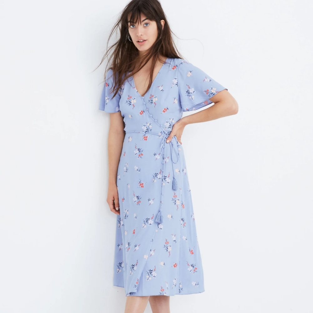 Madewell Button-Wrap Midi Dress in Aloha Floral